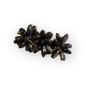 Broche flor de cuentas negro